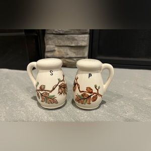 Vintage Green/Brown Leaf Painted Japanese Salt and Pepper Shakers